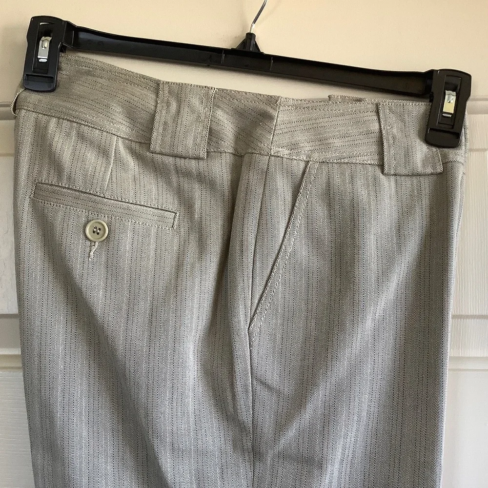 DKNY Cropped Cuffed Wide Leg Stretch Pant Striped Taupe SZ 10